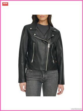 Vegan Leather Moto Jacket Asymmetrical Zip Snap Lapel